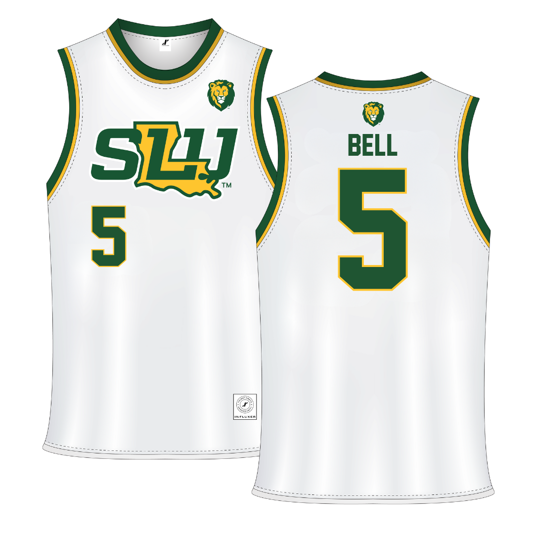 Southeastern Louisiana University White Basketball Jersey - #5 Taylor Bell