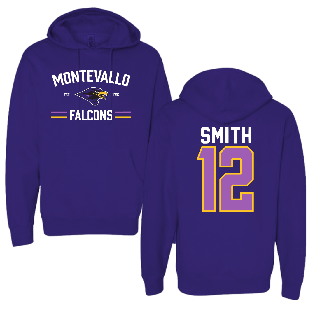 University of Montevallo Basketball Purple General Hoodie - #12 Luke Smith