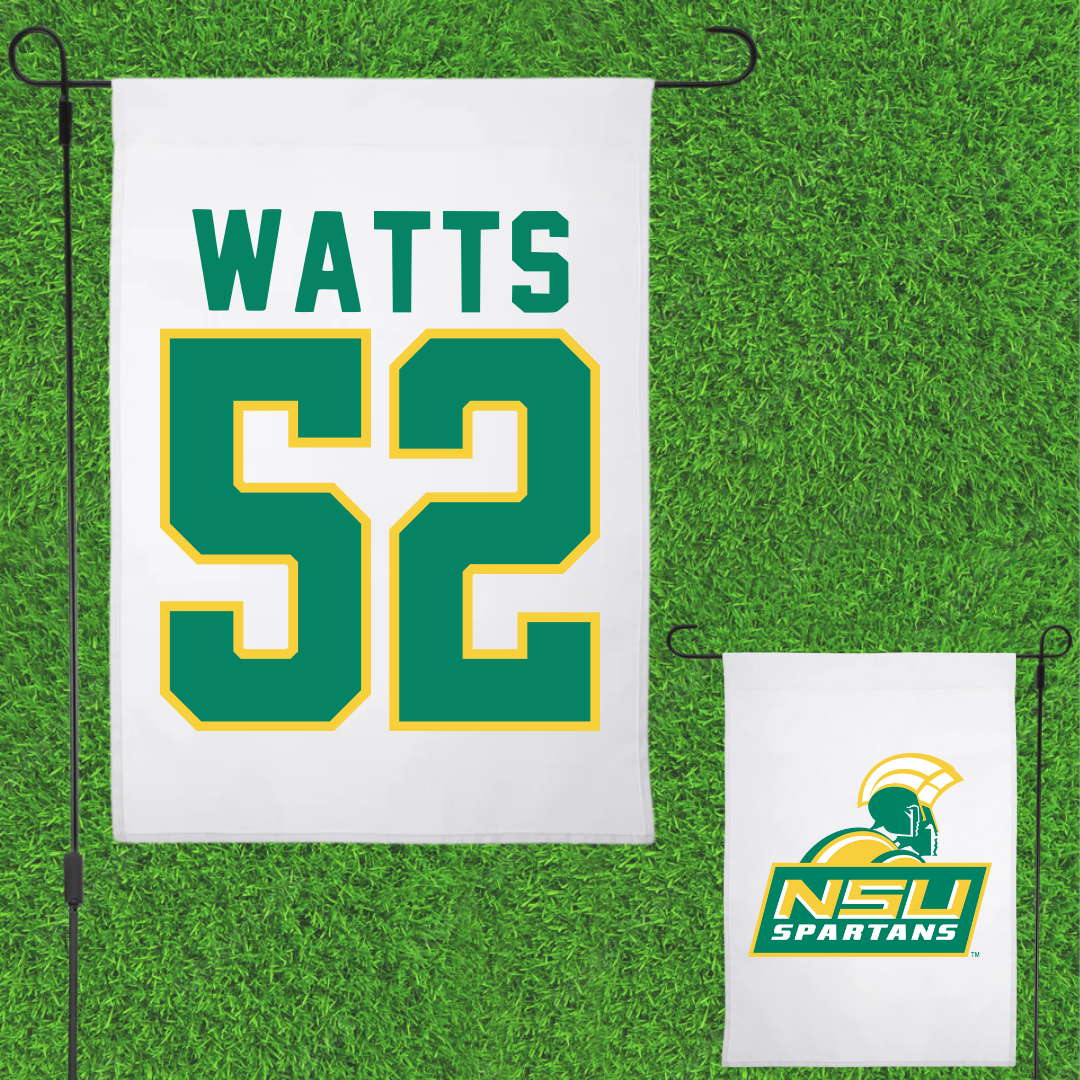 Norfolk State University Football White Garden Flag - #52 Matthieu Watts