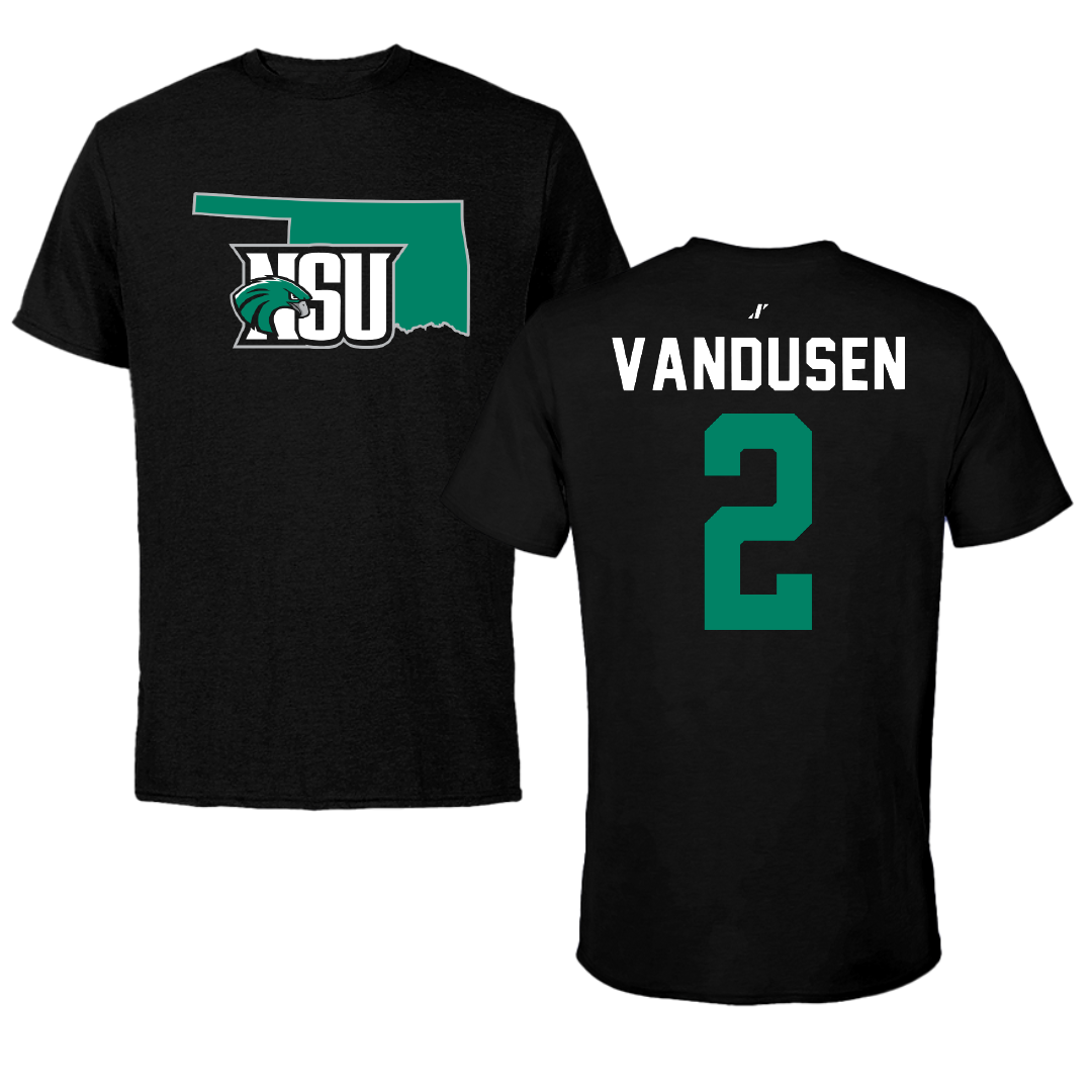 Northeastern State University Soccer Black State Tee - #2 Ethan VanDusen