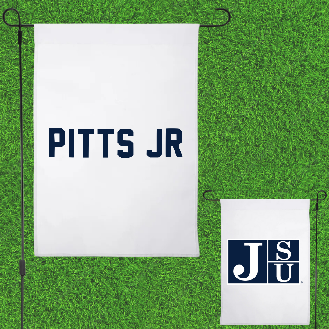 Jackson State University TF and XC White Garden Flag - Sedgwrick Pitts Jr
