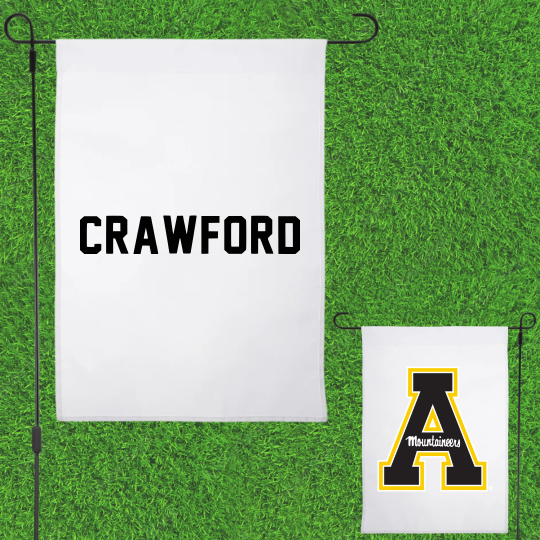 Appalachian State University TF and XC White Garden Flag - Deuce Crawford