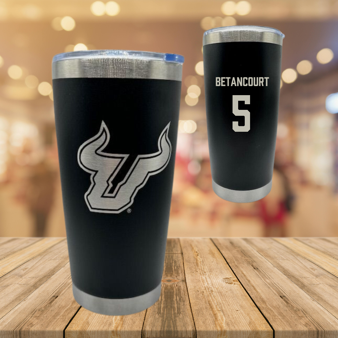 University of South Florida Baseball Black Stainless Steel Tumbler - #5 Rafael Betancourt