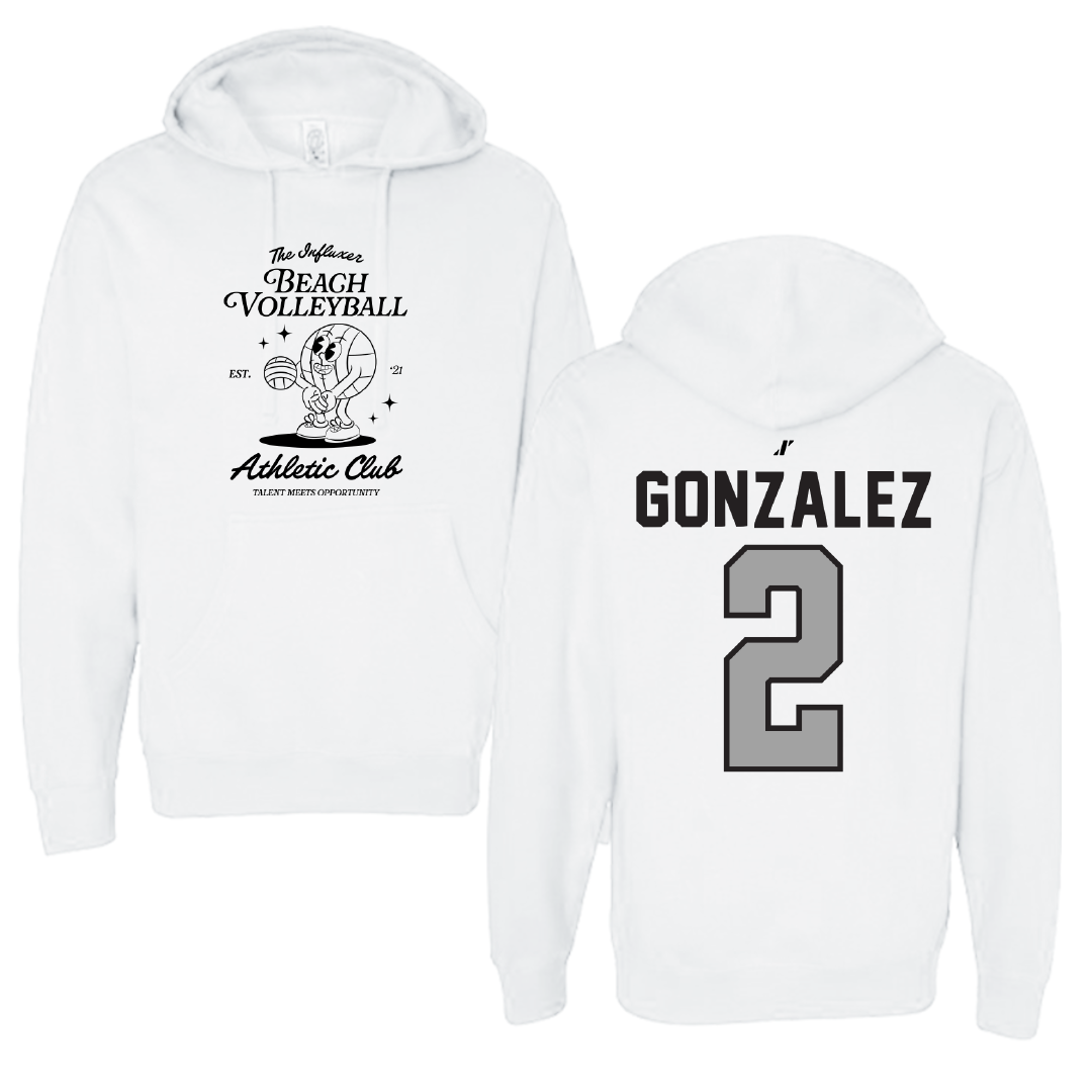 Beach Volleyball White Influxer Athletic Club Hoodie - #2 Stephanie Gonzalez