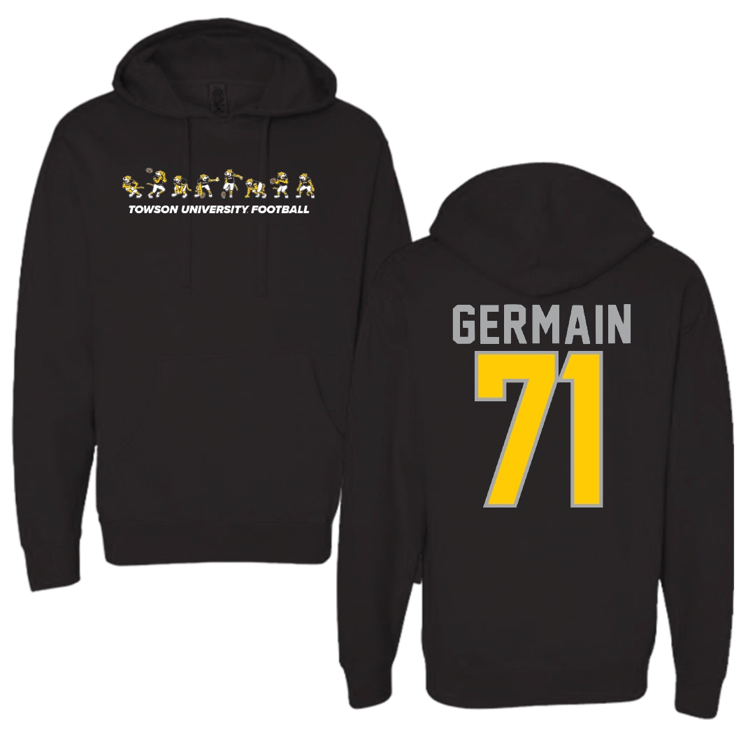 Towson University Football Black Cartoon Doc Team Hoodie - #71 Jean Germain