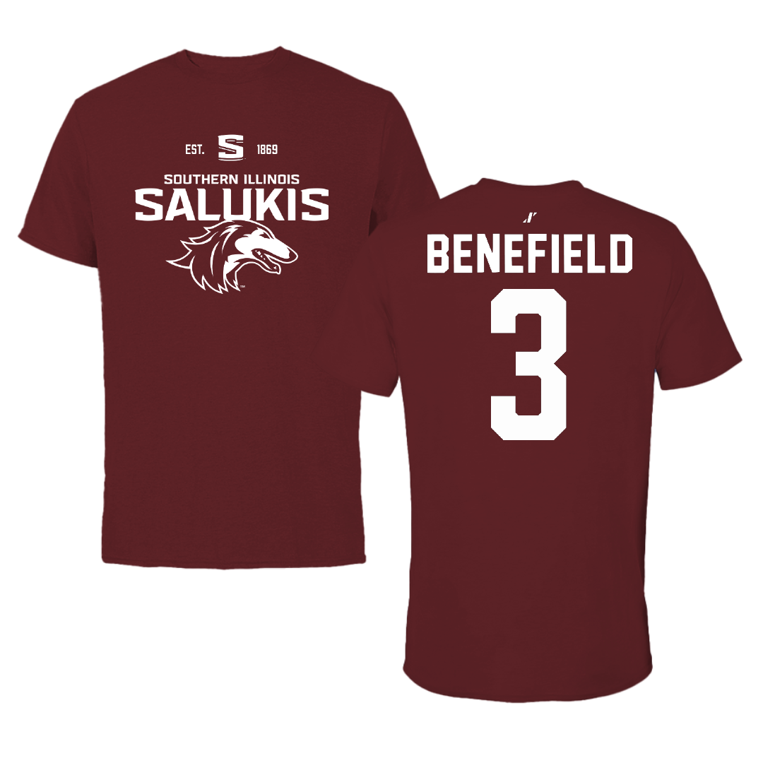 Southern Illinois University at Carbondale Football Maroon General Tee - #3 Jaelin Benefield