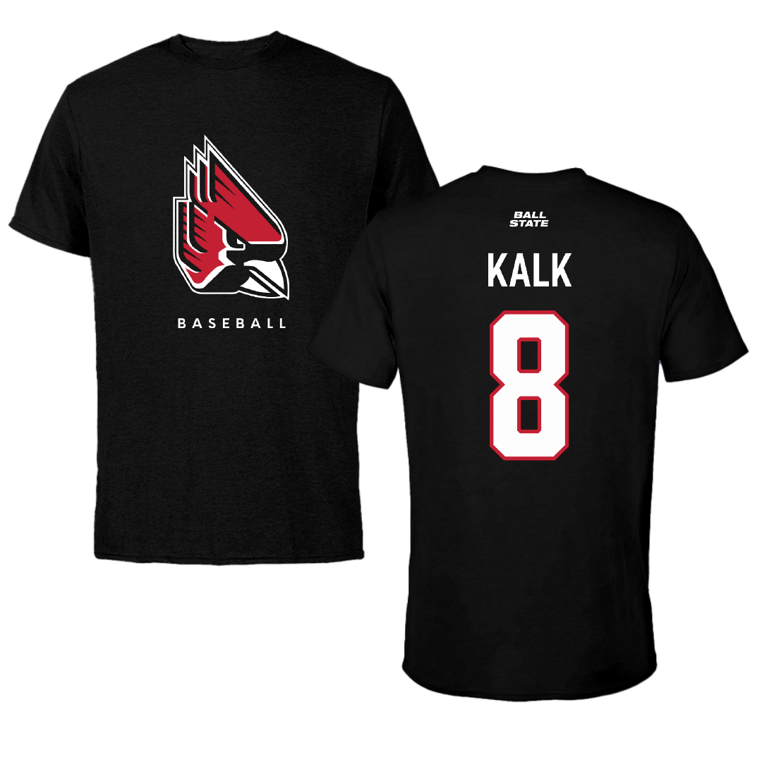 Ball State University Baseball Black Performance Tee - #8 Max Kalk