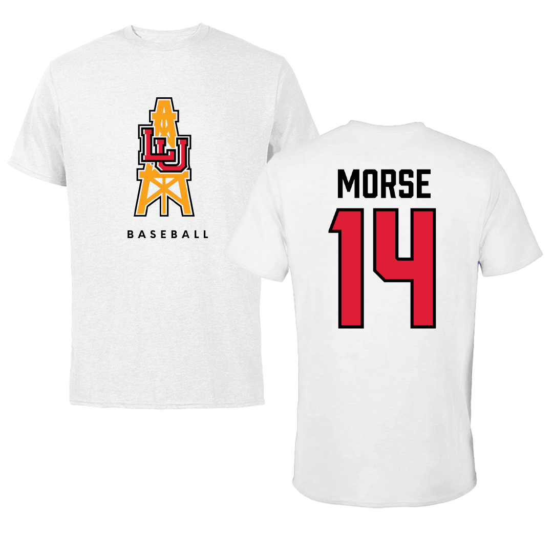 Lamar University Baseball White Performance Tee - #14 Trhea Morse