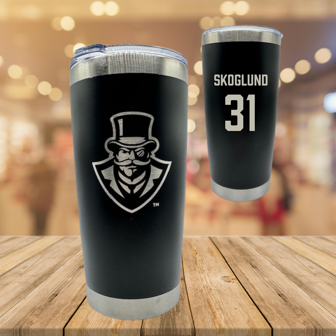 Austin Peay State University Football Black Stainless Steel Tumbler - #31 Austin Skoglund