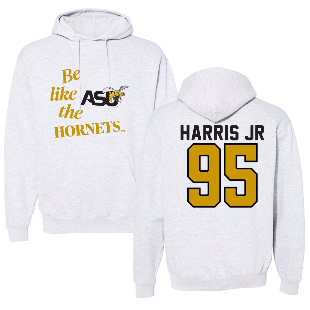 Alabama State University Football Light Gray Be Like Us Hoodie - #95 Cornell Harris Jr