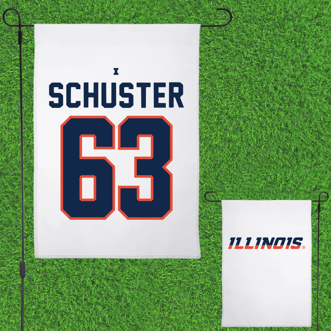 University of Illinois Football White Garden Flag - #63 Dezmond Schuster