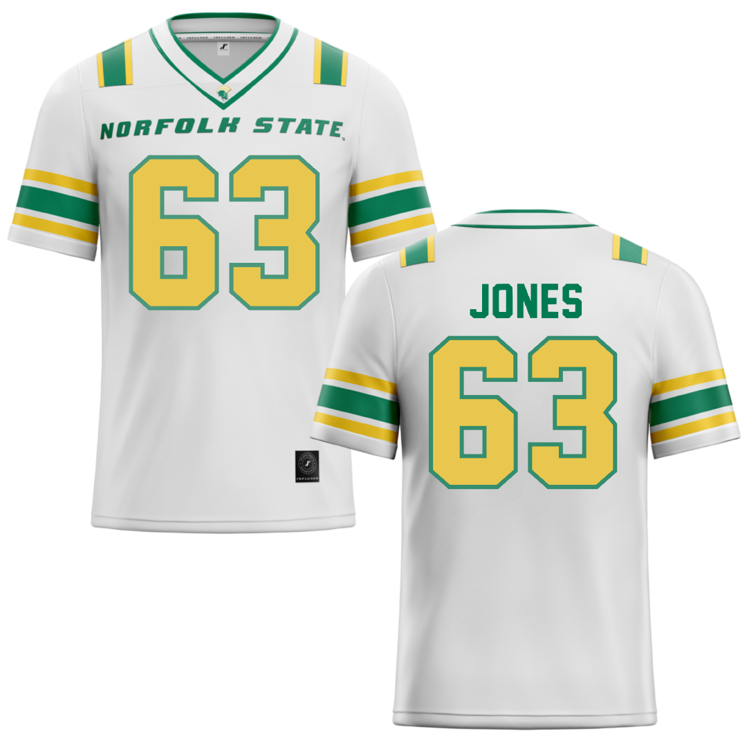 Norfolk State University White Football Jersey - #63 Chris Jones