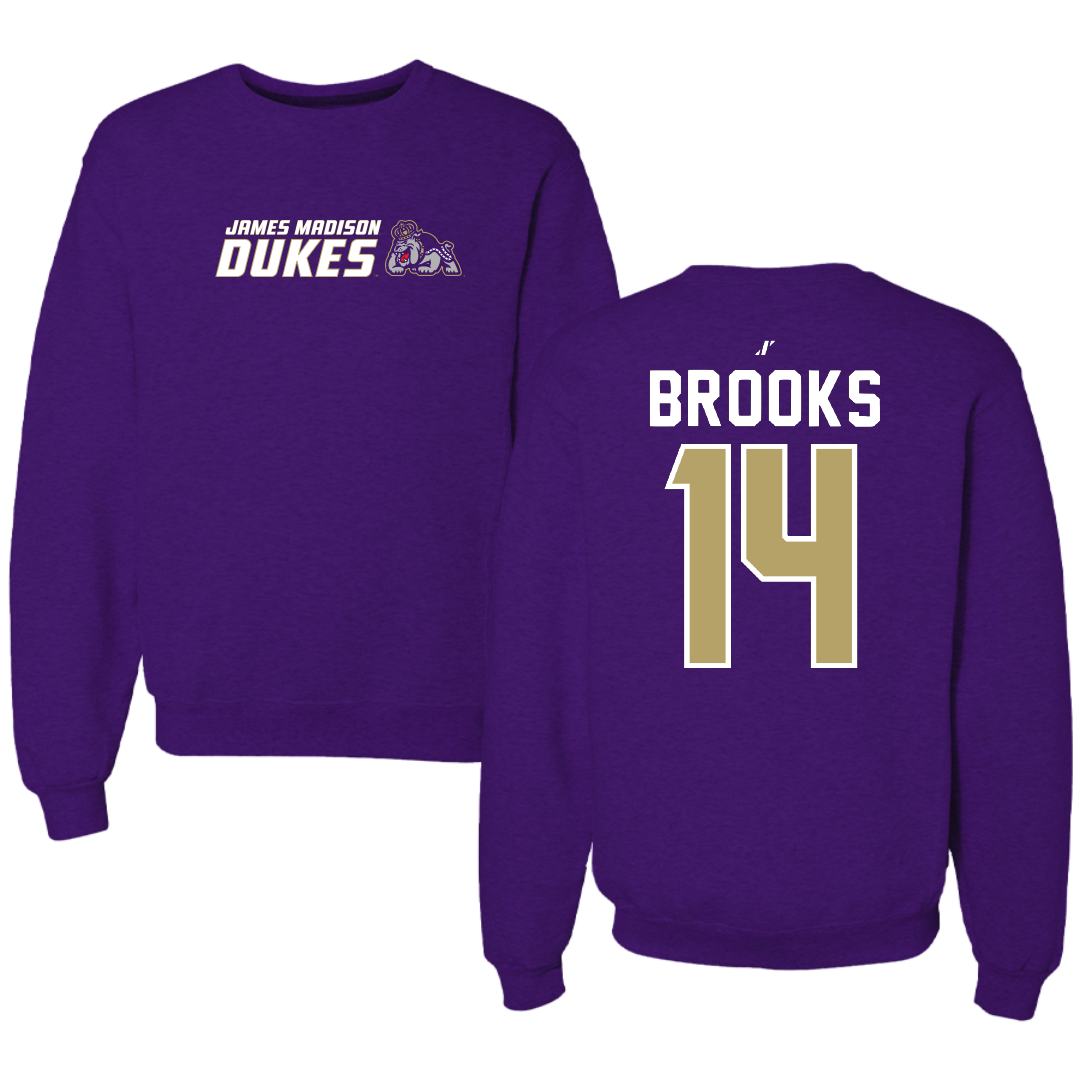 James Madison University Baseball Purple General Crewneck - #14 TJ Brooks