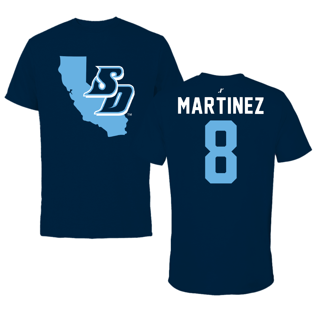 University of San Diego Soccer Navy State Tee - #8 Josh Martinez