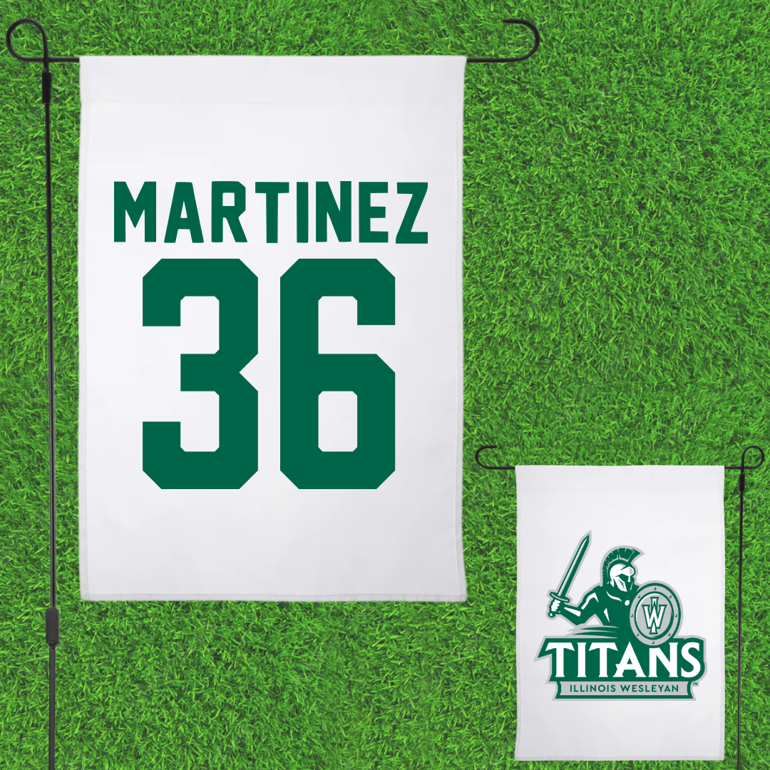 Illinois Wesleyan University Football White Garden Flag - #36 Yahir Martinez