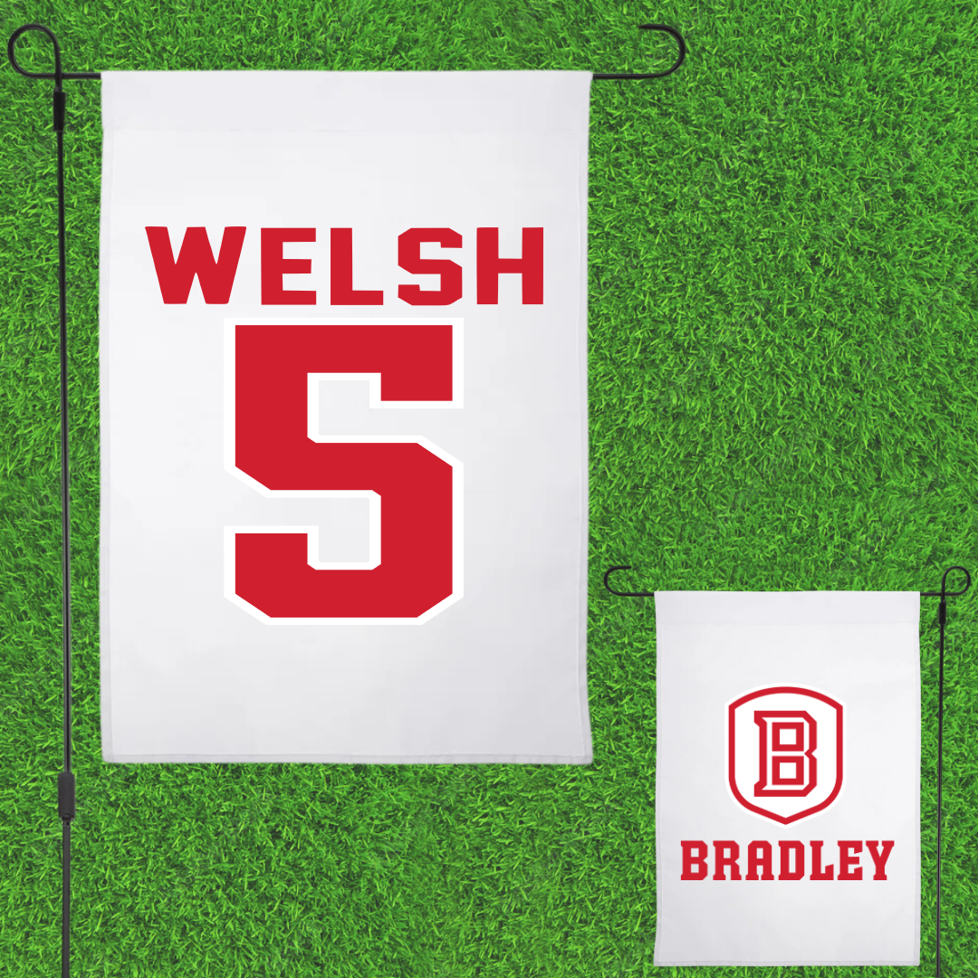 Bradley University Softball White Garden Flag - #5 Addie Welsh