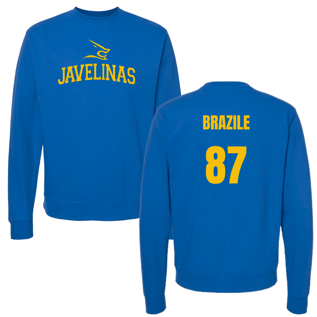 Texas A&M University-Kingsville Football Blue Crewneck - #87 Vance Brazile