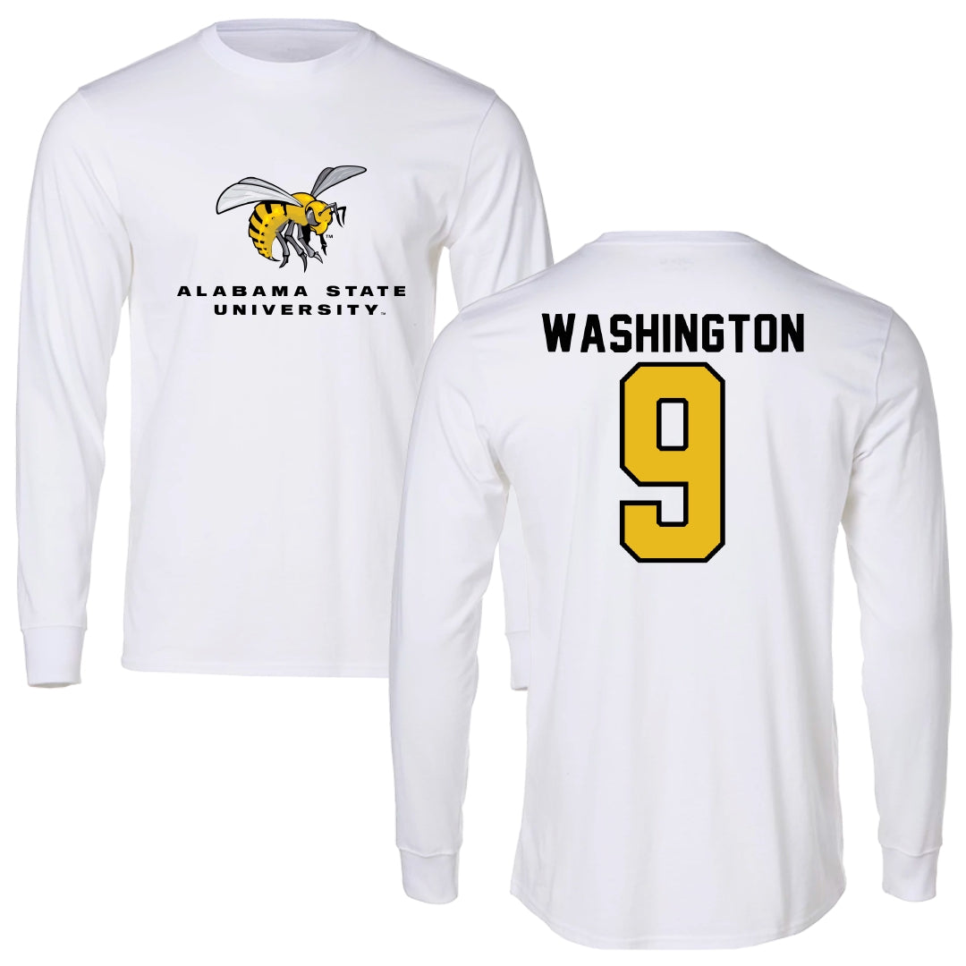 Alabama State University Soccer White Block Long Sleeve - #9 Sydney Washington