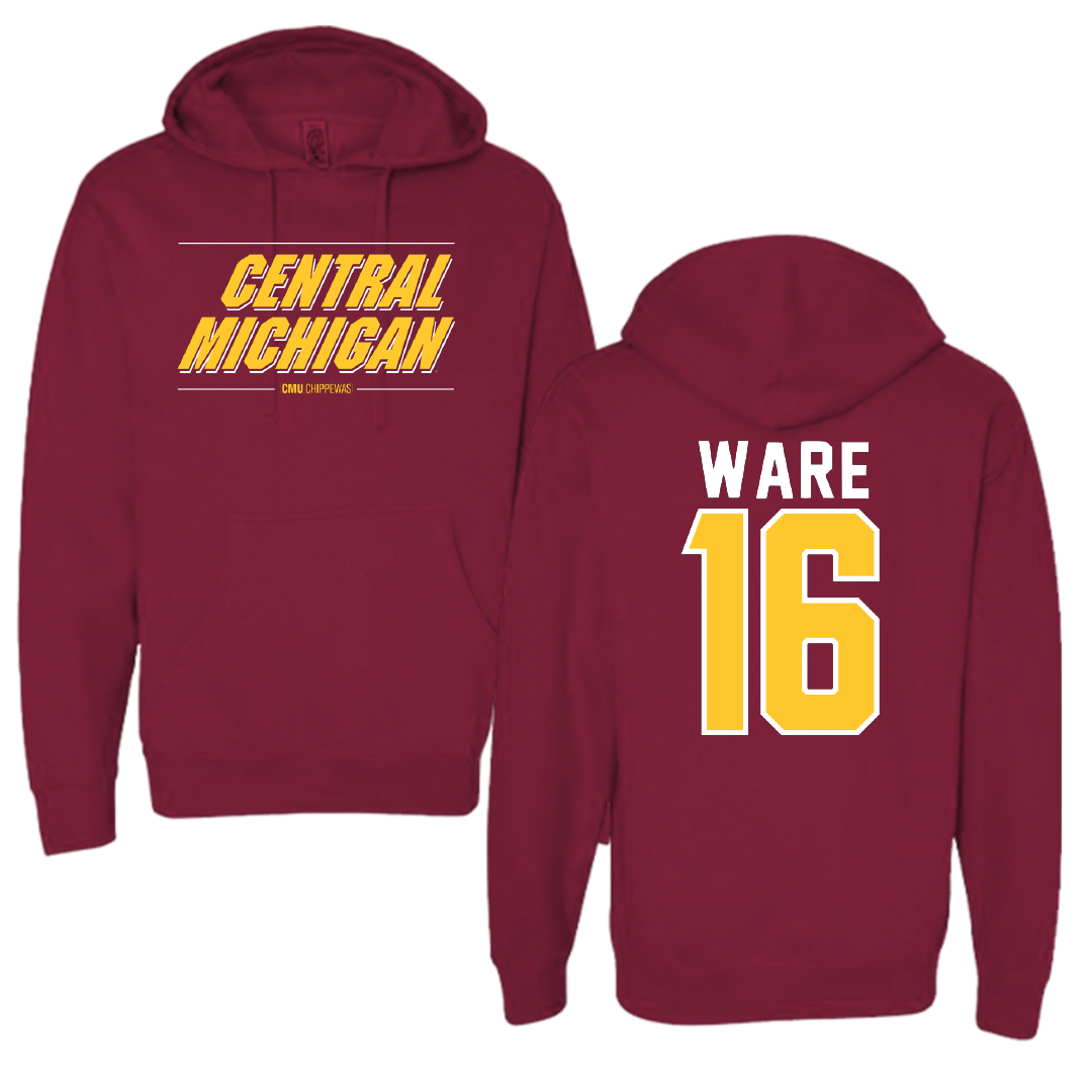 Central Michigan University Football Maroon General Hoodie - #16 Kyren Ware