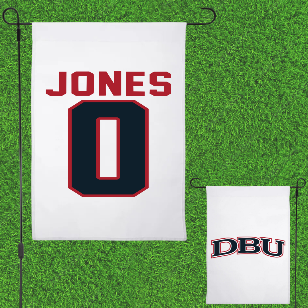 Dallas Baptist University Soccer White Garden Flag - #0 Samantha Jones