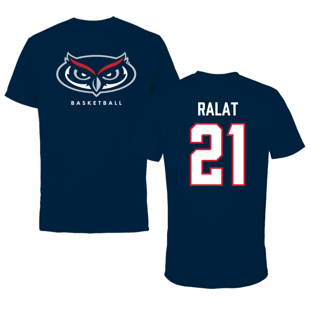 Florida Atlantic University Basketball Navy Mascot Performance Tee - #21 Alejandro Ralat