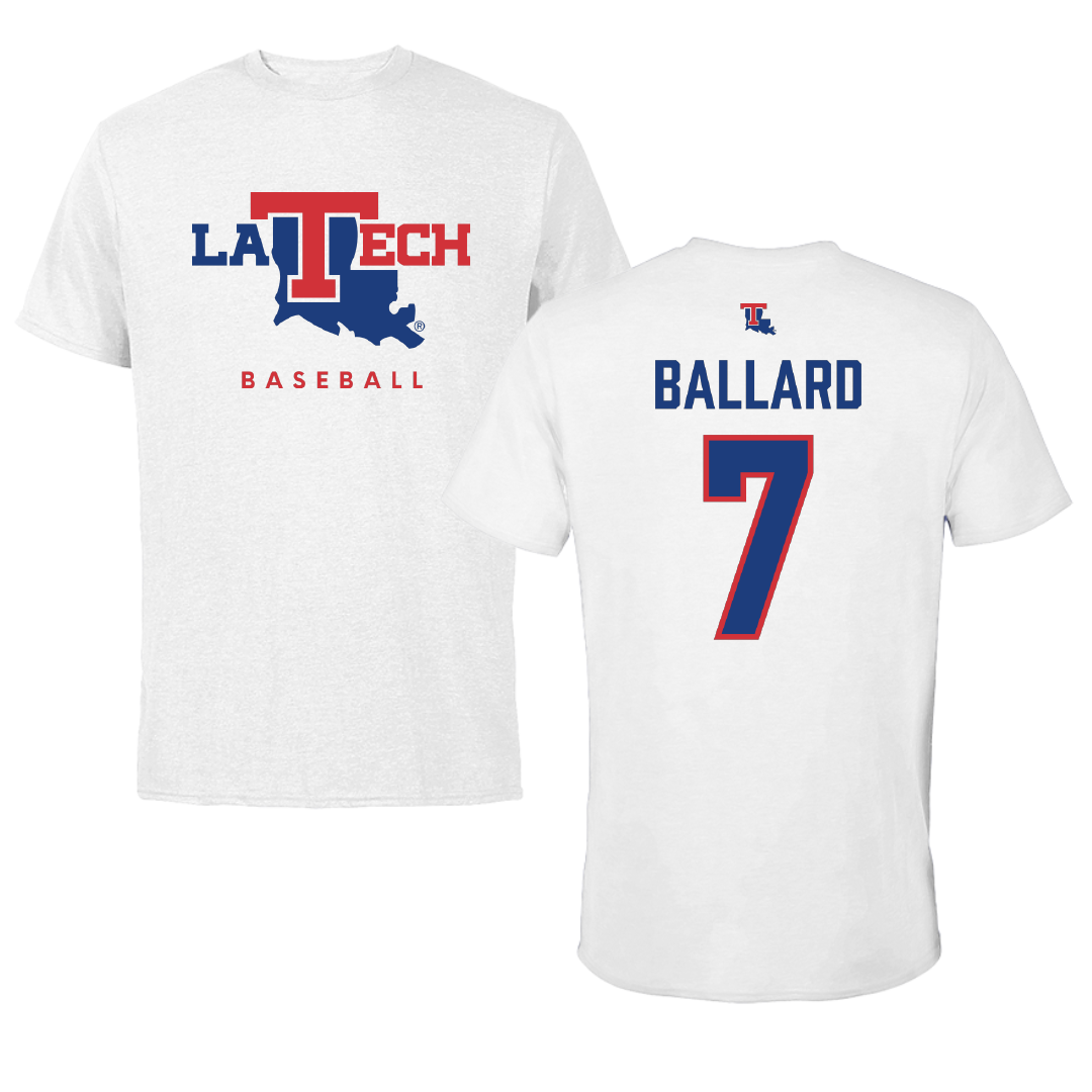 Louisiana Tech University Baseball White Performance Tee - #7 Mike Ballard