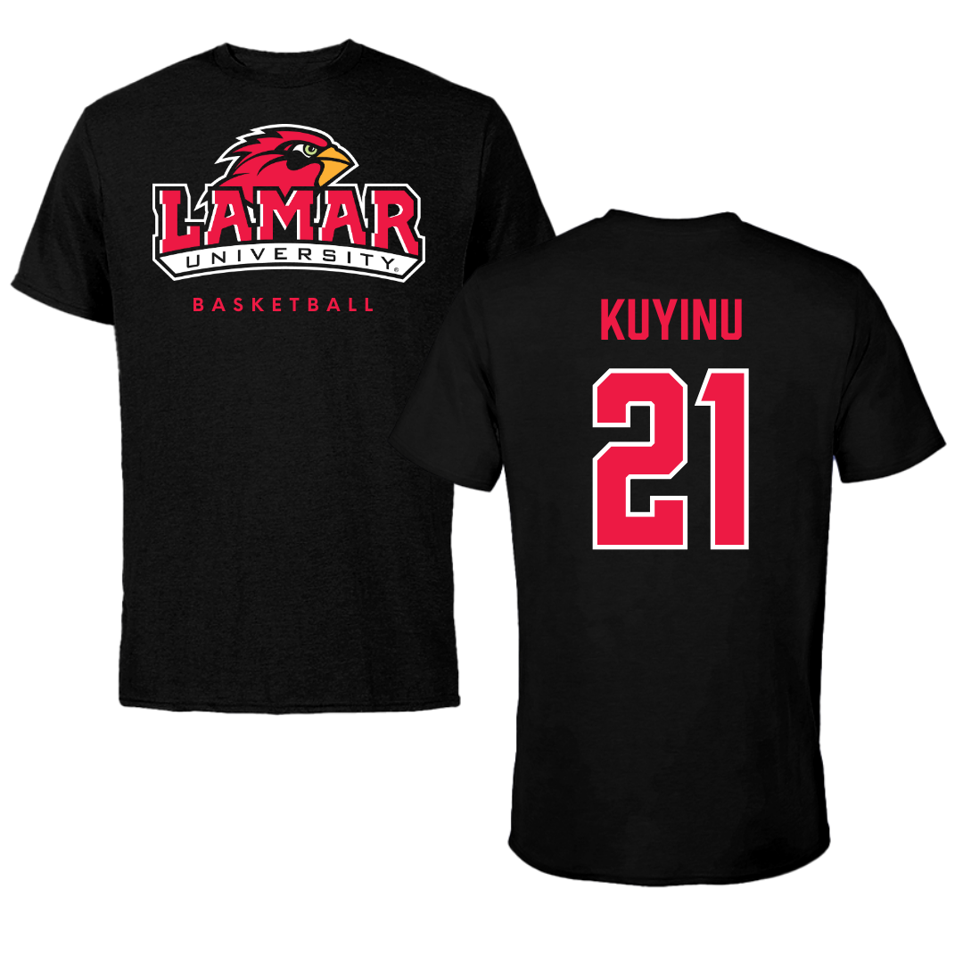 Lamar University Basketball Black Performance Tee - #21 Teni Kuyinu