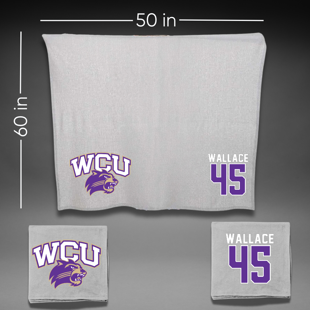 Western Carolina University Football Gray Blanket - #45 Justin Wallace