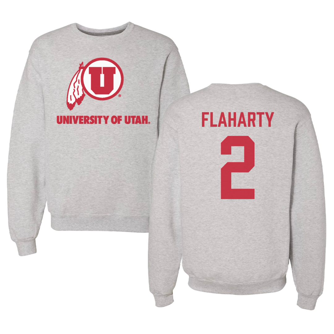 University of Utah Baseball Gray Crewneck - #2 Matt Flaharty