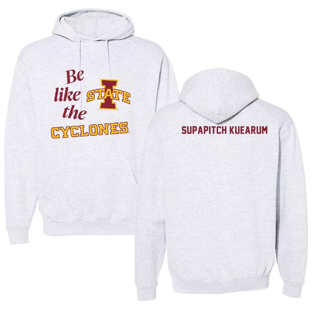 Iowa State University Tennis Light Gray Be Like Us Hoodie - Anna Supapitch Kuearum
