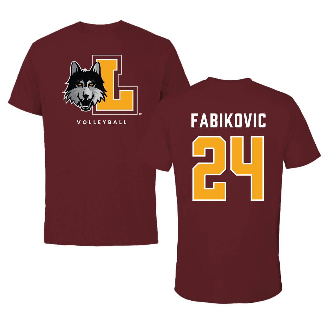 Loyola University-Chicago Volleyball Maroon Mascot Performance Tee - #24 Daniel Fabikovic