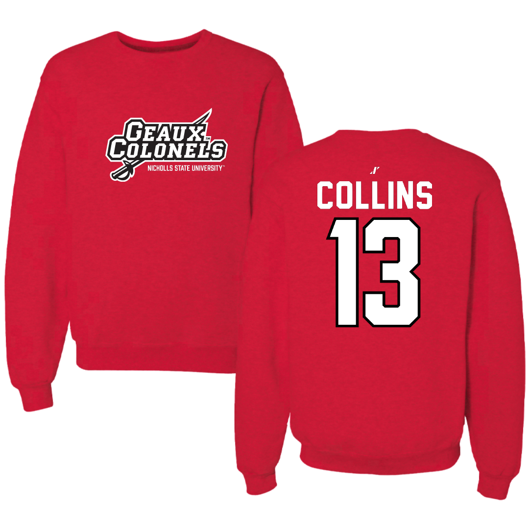 Nicholls State University Basketball Red General Crewneck - #13 Mekhi Collins