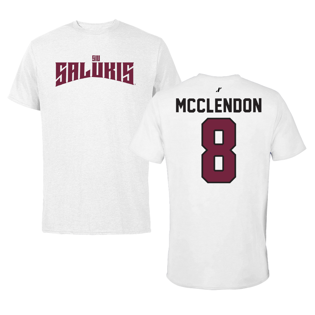 Southern Illinois University at Carbondale Football White Classic Tee - #8 Jeremiah McClendon