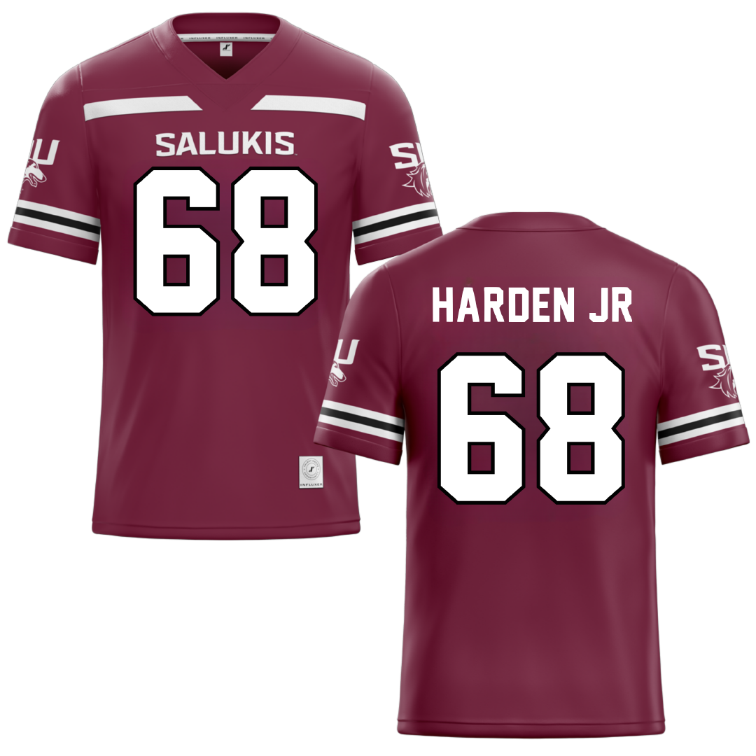 Southern Illinois University at Carbondale Maroon Football Jersey - #68 Derek Harden Jr