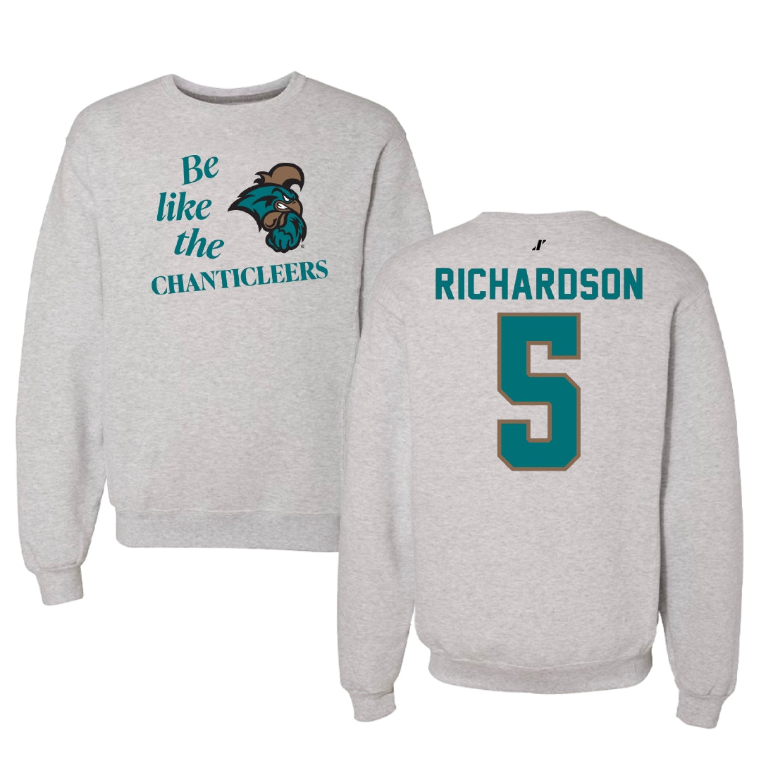Coastal Carolina University Basketball Light Gray Be Like Us Crewneck - #5 Deaja Richardson
