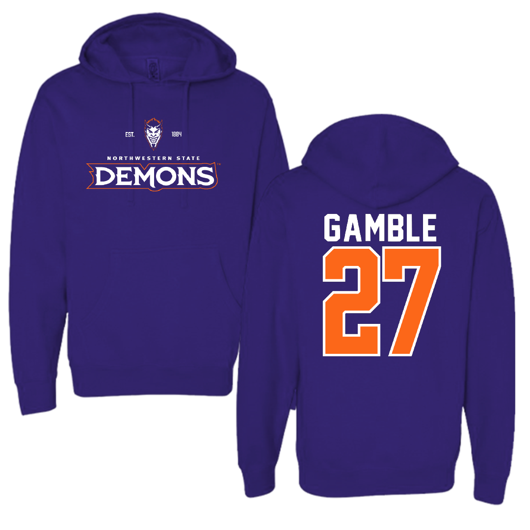Northwestern State University Volleyball Purple General Hoodie - #27 Jordan Gamble