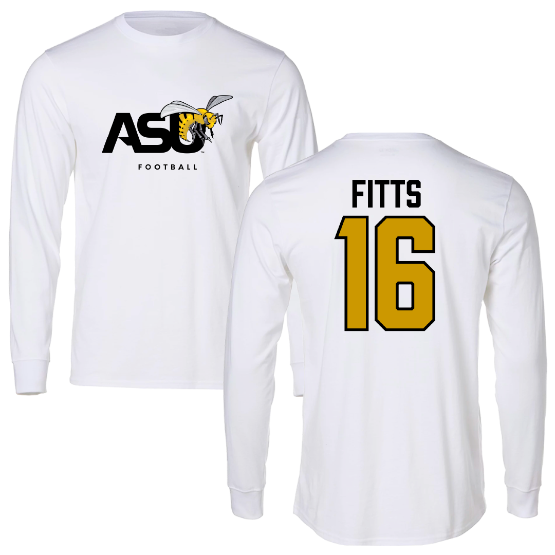 Alabama State University Football White Long Sleeve - #16 Adrian Fitts