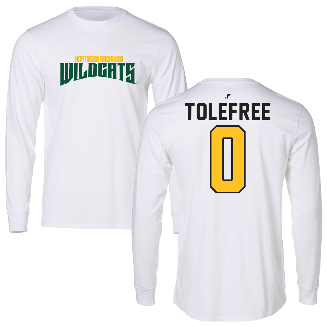 Northern Michigan University Basketball White Classic Performance Long Sleeve - #0 Najashi Tolefree