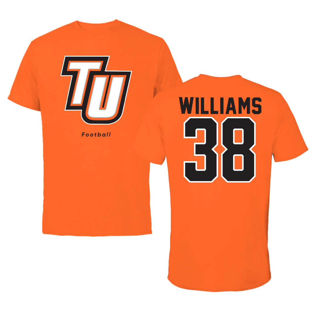 Tusculum University Football Orange Performance Tee - #38 Jeremiah Williams