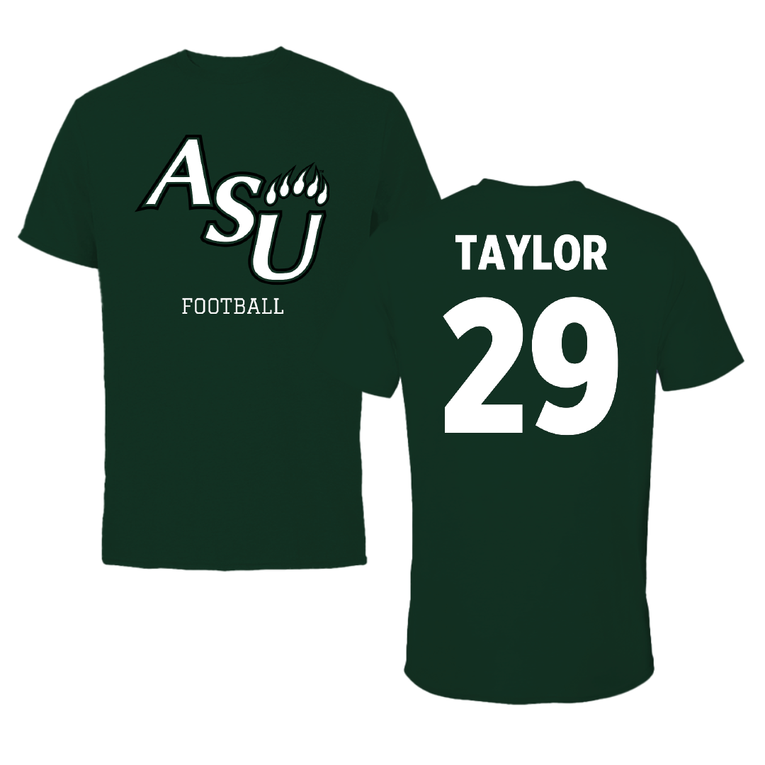 Adams State University Football Forest Green Performance Tee - #29 Roscoe Taylor