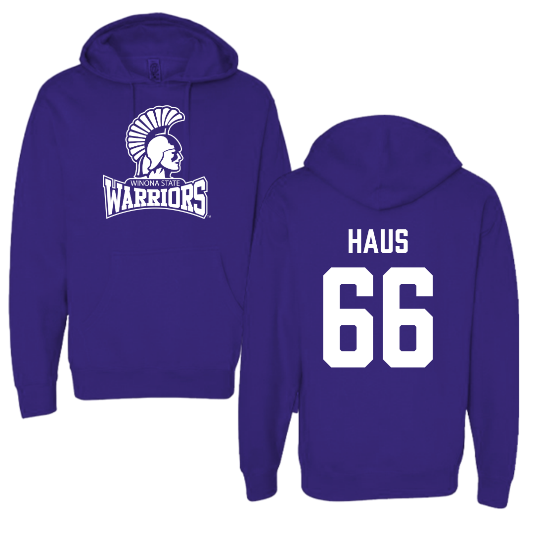 Winona State University Football Purple Hoodie - #66 Blake Haus
