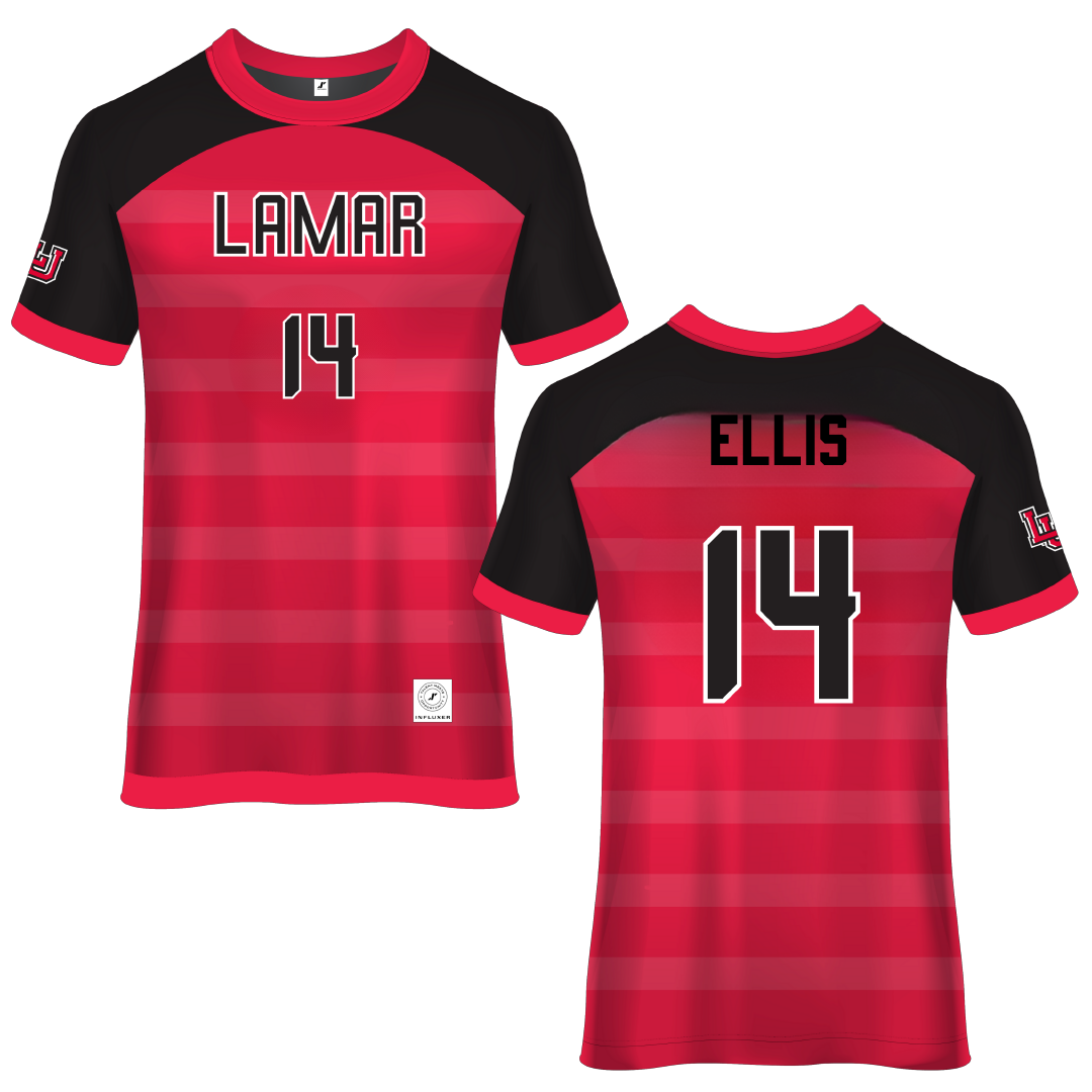 Lamar University Red Soccer Jersey - #14 Cariel Ellis