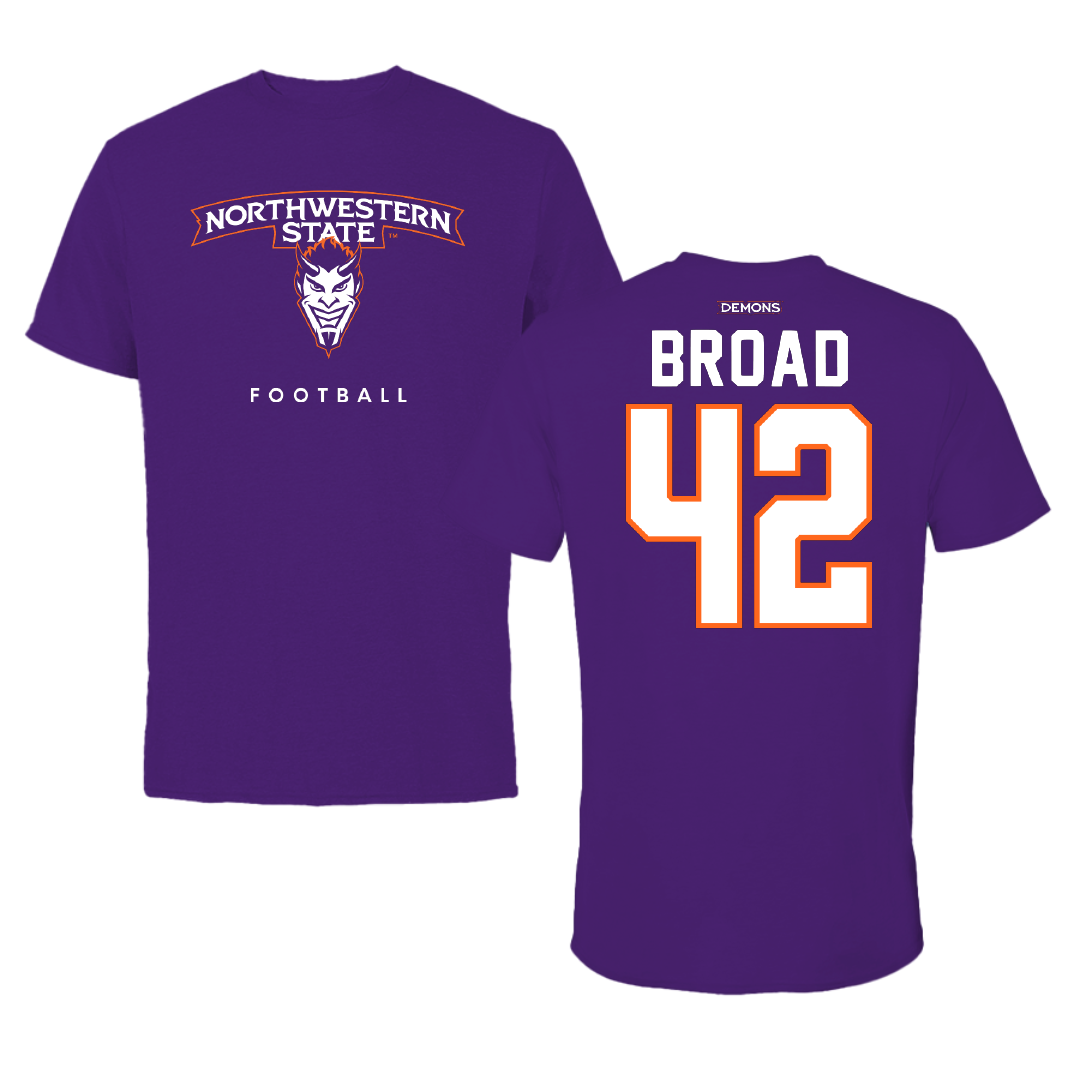Northwestern State University Football Purple Mascot Tee - #42 Matthew Broad