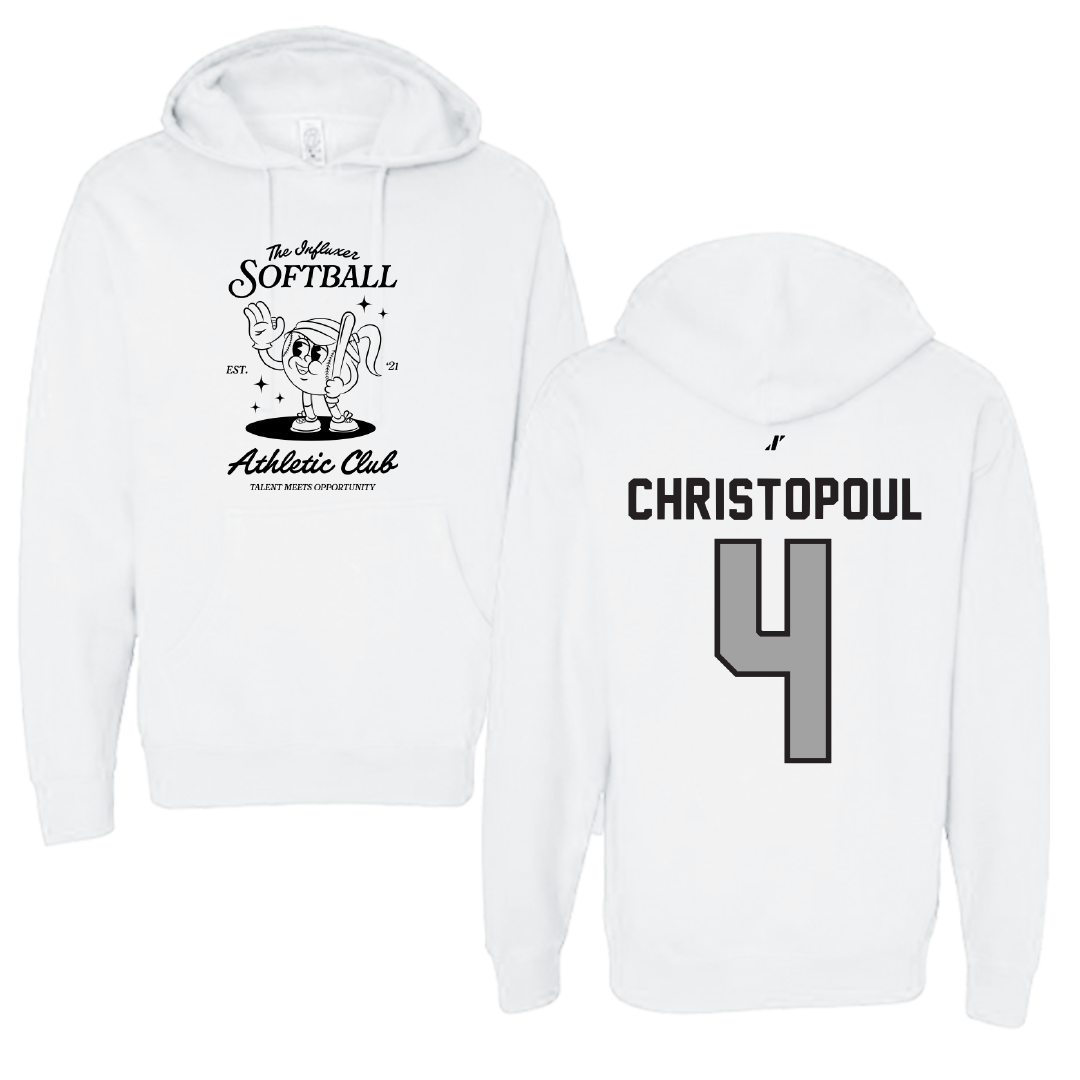 Softball White Influxer Athletic Club Hoodie - #4 Olivia Christopoul