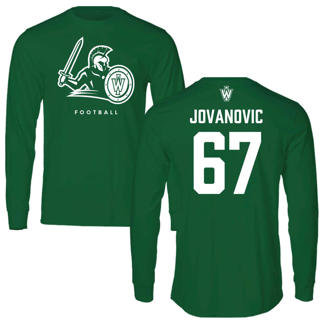 Illinois Wesleyan University Football Kelly Green Long Sleeve - #67 Mihailo Jovanovic