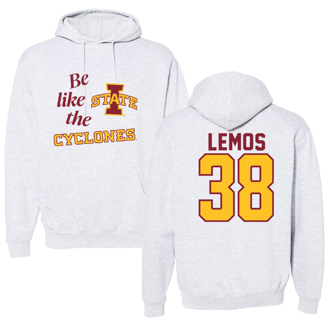 Iowa State University Football Light Gray Be Like Us Hoodie - #38 Eddie Lemos
