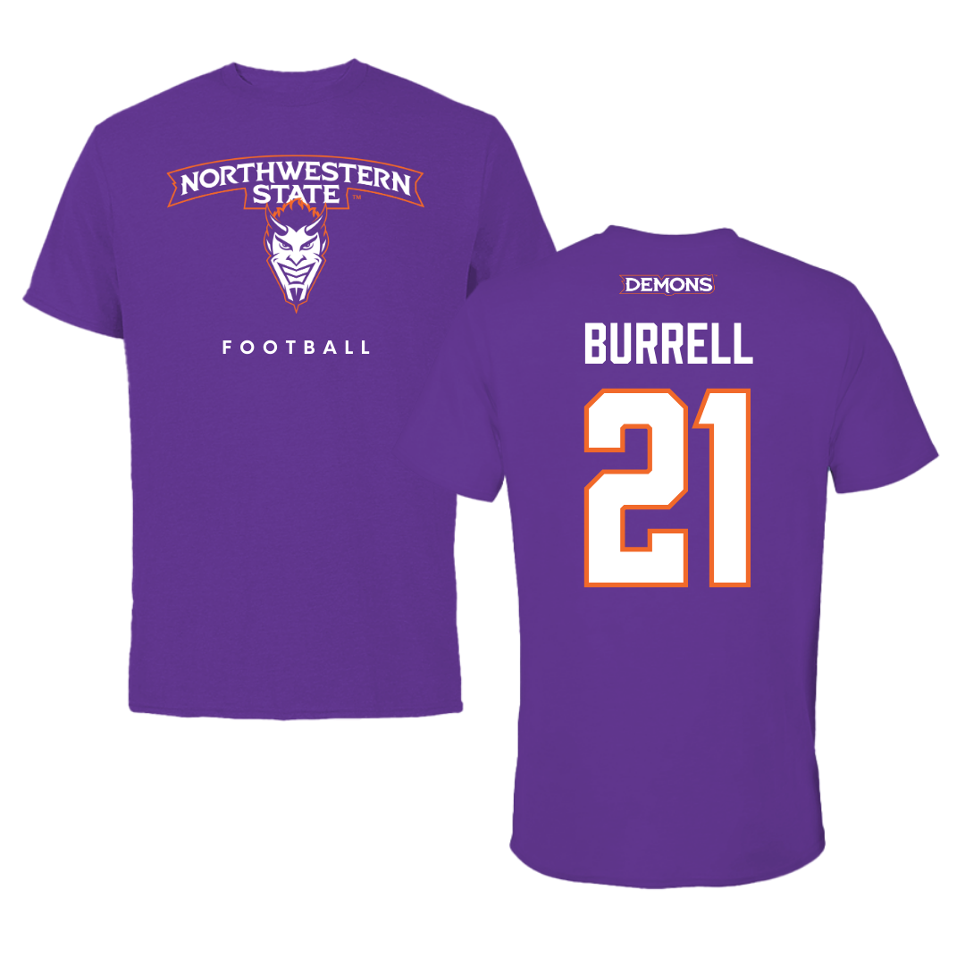 Northwestern State University Football Purple Mascot Tee - #21 Kolbe Burrell