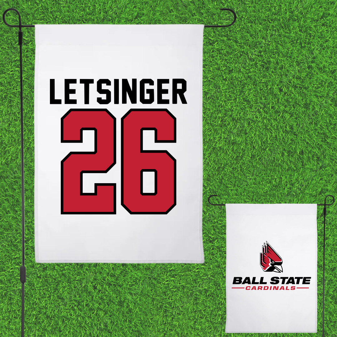 Ball State University Baseball White Garden Flag - #26 Lucas Letsinger