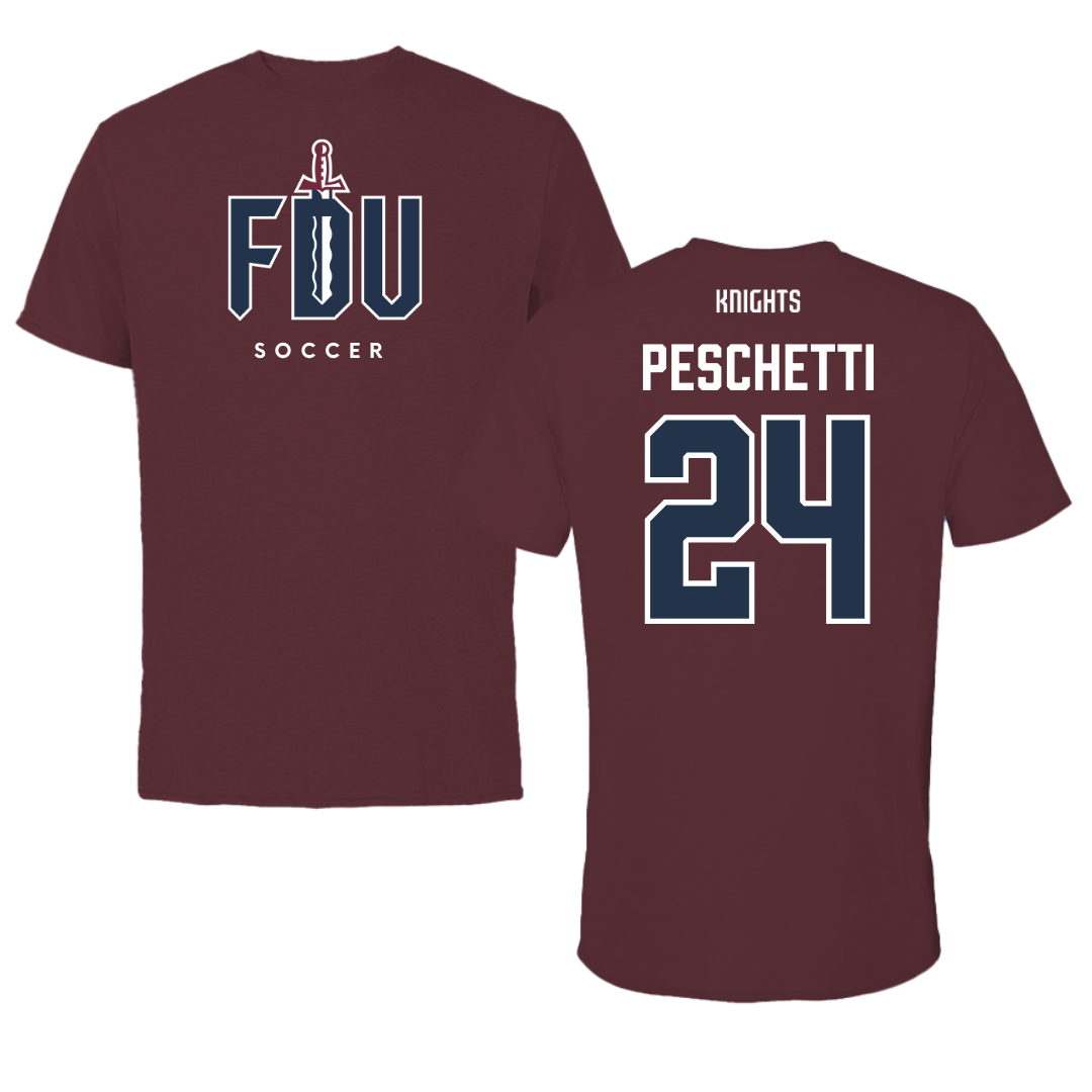 Fairleigh Dickinson University-Metropolitan Campus Soccer Maroon Performance Tee - #24 Daniela Peschetti