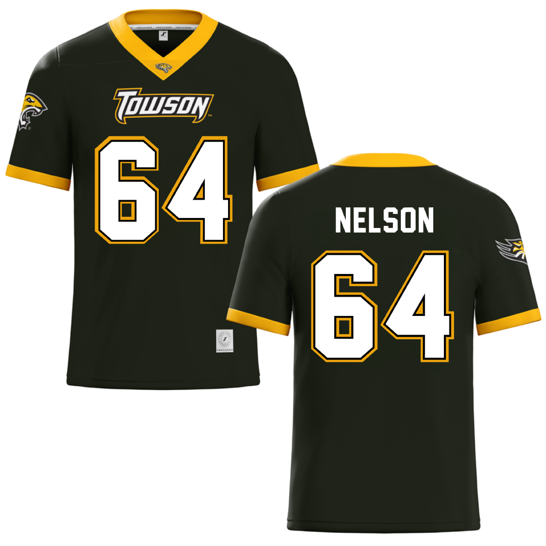 Towson University Black Football Jersey - #64 Joden Nelson